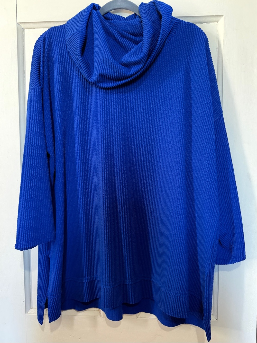 Cato Royal Blue Ribbed Cowl Neck Tunic Sweater